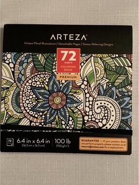 Arteza Unique Floral Full Set Of 72 Coloring Sheets